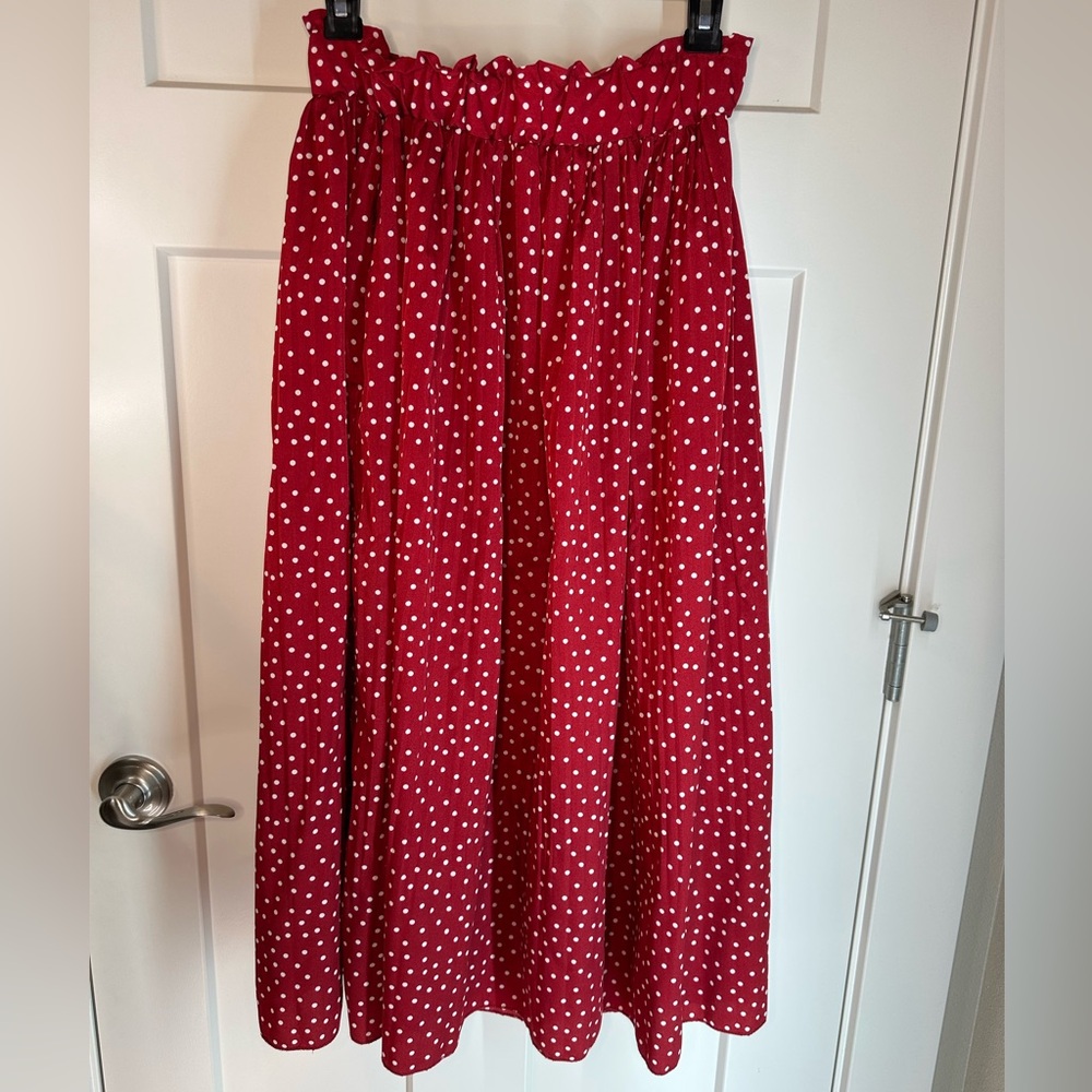 Retro Pin-Up Rockabilly Polka Dot Skirt • Red/White •‎ M • Stretch Waist